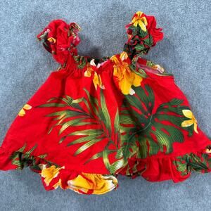 Lei Aloha Casuals Hawaiian Tank Top Girl 18Months Red Floral Ruffle Vacation